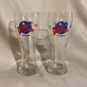 2 Planet Hollywood Orlando Pilsner Glasses
